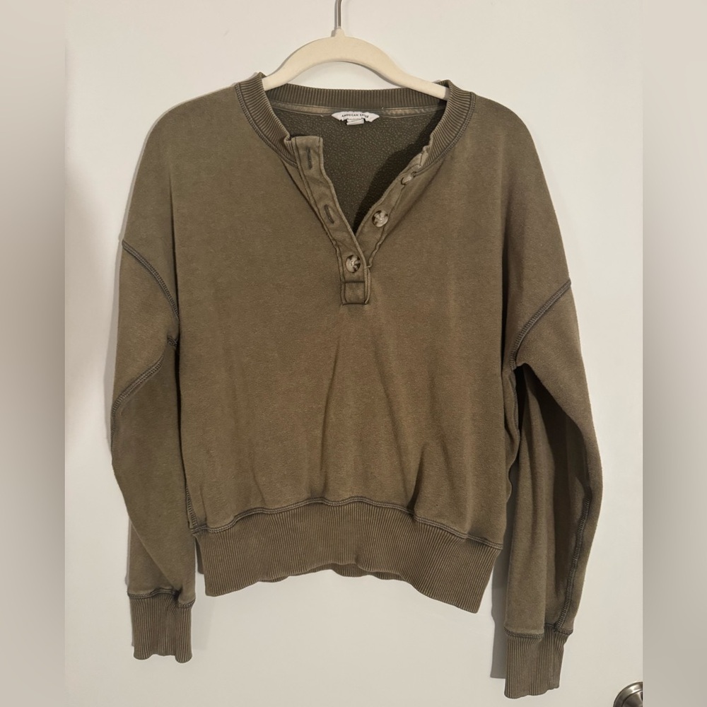 American Eagle Half Button Crew Sweater